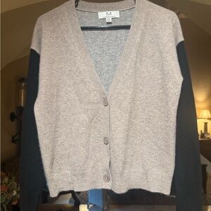 Magaschoni Taupe and Black Cardigan Sweater